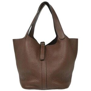 Hermes Chocolat Taurillon Clemence Picotin 22 MM Handbag